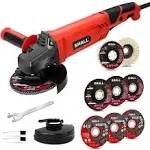 SHALL Angle Grinder Tool 7.5Amp 4-1/2 inch, 6-Variable-Speed Grinders Power Tools, Electric Metal Grinder 12000 RPM w/ 2 Safety Guards, Cutting Wheels