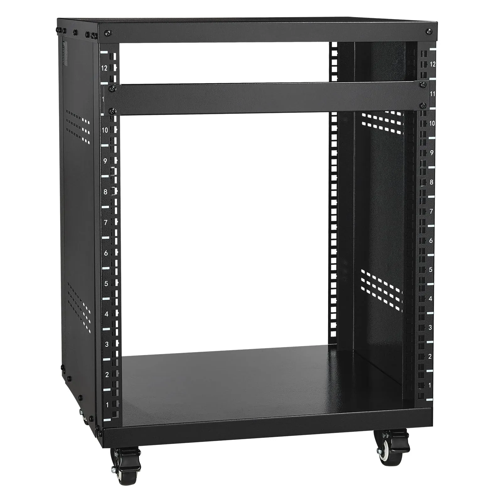 VEVOR 12U AV Rack Stand, Server Rack Cabinet, Network Stereo Recording Studio Rack with Lockable Caster Wheels, Special Vents for 19" Audio Video Musical & IT Equipment Mounting, 500 lbs Capacity