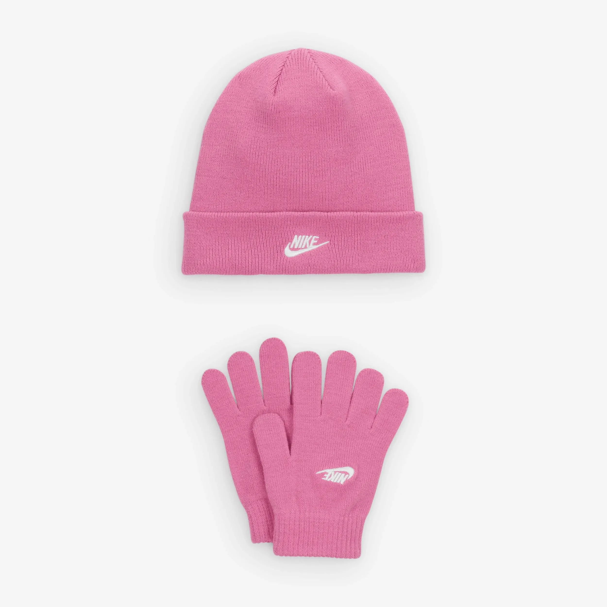 Nike Pink Club Beanie Hat and Glove Set Age 3-7yrs