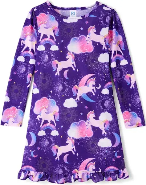 The Children's Place Girls Unicorn Ruffle Nightgown