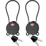 Forge TSA Approved Luggage Locks Ultra-Secure Dimple Key Travel Locks with Zinc Alloy Body- Black 2 Cable Locks