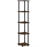 Furinno Turn-N-Tube 5 Tier Corner Display Rack Multipurpose Shelving Unit Amber Pine & Black