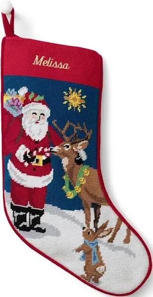 Lands' End Needlepoint Stockings Holiday Spirit Regular