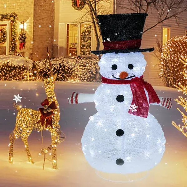 4ft Lighted Pop-Up Snowman