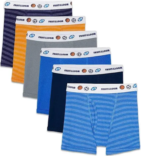 Fruit of the Loom Boys' 6-Pack Cotton Boxer Briefs