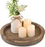 Hanobe Wooden Candle Holder Tray Round Decorative Plate Farmhouse Table Centerpi