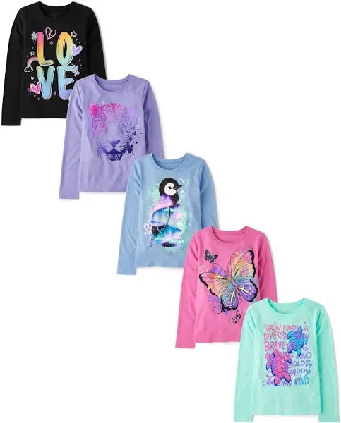 The Children's Place Girls' Long Sleeve Animal Graphic Tee