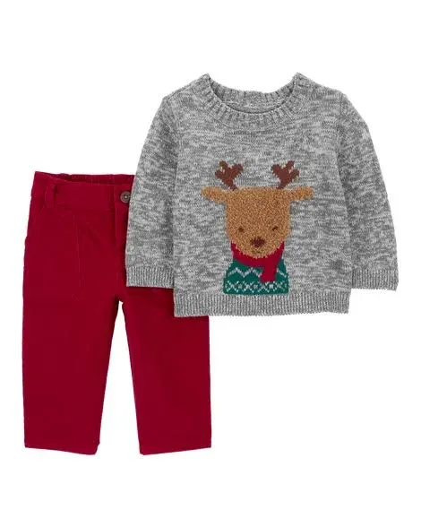 Carter's Baby Boys 2-Piece Reindeer Sweater & Pants Set