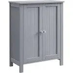 VASAGLE Bathroom Floor Storage Cabinet, Bathroom Storage Unit with 2 Adjustable Shelves, Gray