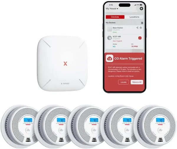 X-Sense Smart Smoke Detector Carbon Monoxide Detector Combo SC07-MR with SBS50 5