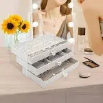 coobest Jewelry Box, 3 Drawer Jewelry Holder Organizer, Jewelry Boxes & Organizers with Earring Organizer, Jewelry Holder Box, Clear Jewelry Organizer