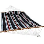 Sunnydaze Decor 2 Person Quilted Fabric Spreader Bar Hammock - Nautical Stripe