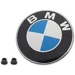 BMW Hood Emblem Logo Badge Roundel 82mm Genuine OE 51148132375 + Grommets 51141807495