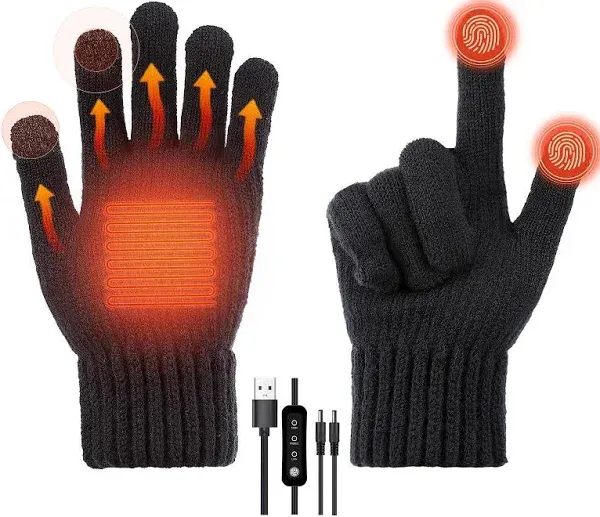 USB Heated Gloves Winter Warm Heated Gloves,Winter Touchscreen Gloves Adjusta...