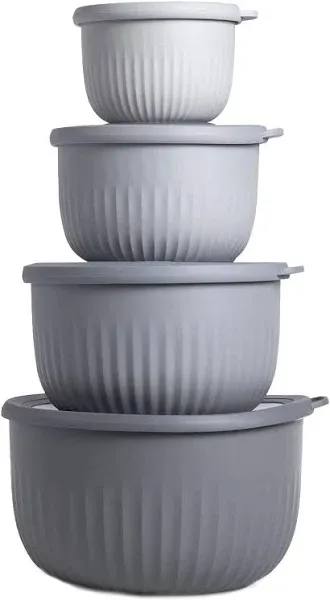 COOK WITH COLOR Prep Bowls with Lids- Wide and 8 Piece Set - Deep Bowls, Rose 