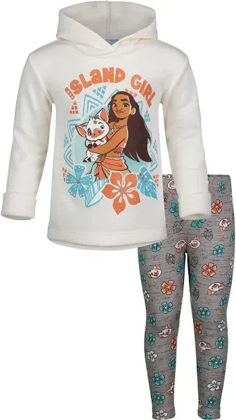 Disney | Baby Girls Moana Pullover Hoodie and Leggings Outfit Set to - White | Realry