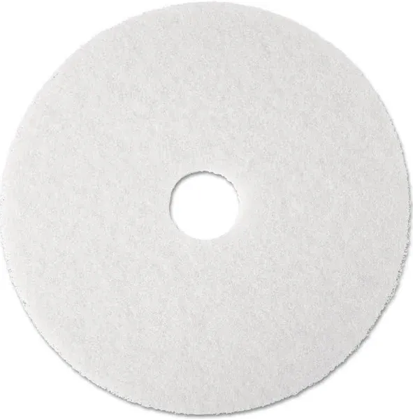 3M Super Polish Floor Pad 4100, 17", White, 5/Carton