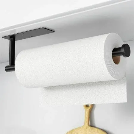 VAEHOLD Self Adhesive Paper Towel Holder Under Cabinet Mount, Wall Black 