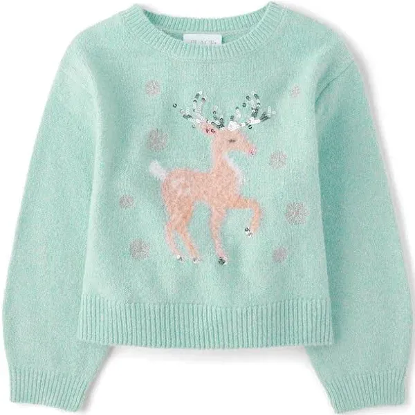 The Children's Place Girls Long Sleeve Sequin Graphic Sweater