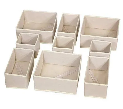 DIOMMELL 9 Pack Foldable Cloth Storage Box Closet Dresser Drawer Organizer Fabric Baskets Bins Containers Divider for Clothes Underwear Bras Socks