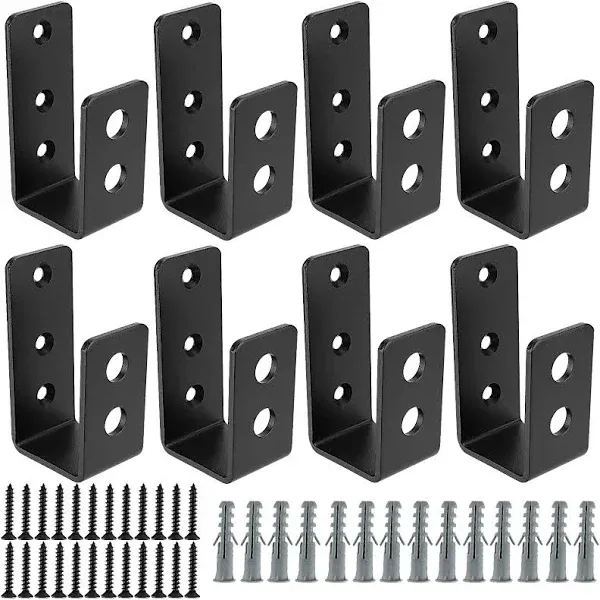 MUKLEI 8 Pack Door Barricade Brackets, Open Bar Holder U Bracket with Screws and Anchors