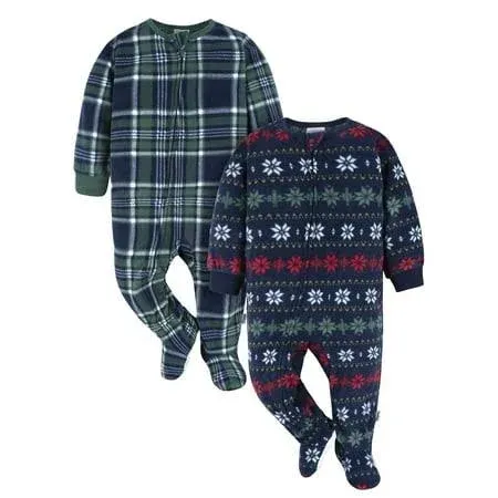 Gerber Baby and Baby Neutral Microfleece Blanket Sleeper Pajamas 2-Pack