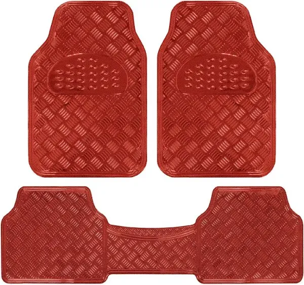 Bdk Mt-643-rd Metallic Bling Design Car Floor Mats 3-piece Set of Heavy Duty All Weather with Rubber Backing Fits Car Truck Van Suv