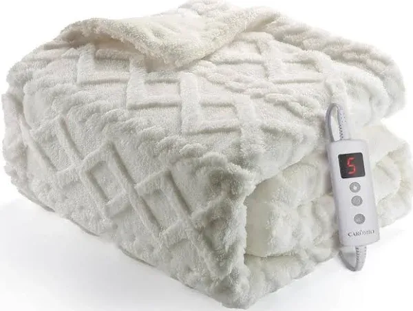 CAROMIO Tufted Sherpa Electric Heated Throw Blanket