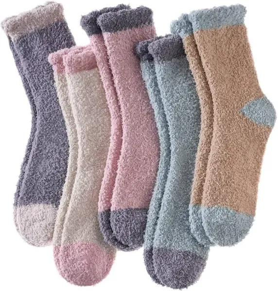 LINEMIN Womens Fuzzy Socks Cozy Fluffy Winter Warm Slipper Socks Microfiber Soft Home Sleeping Socks