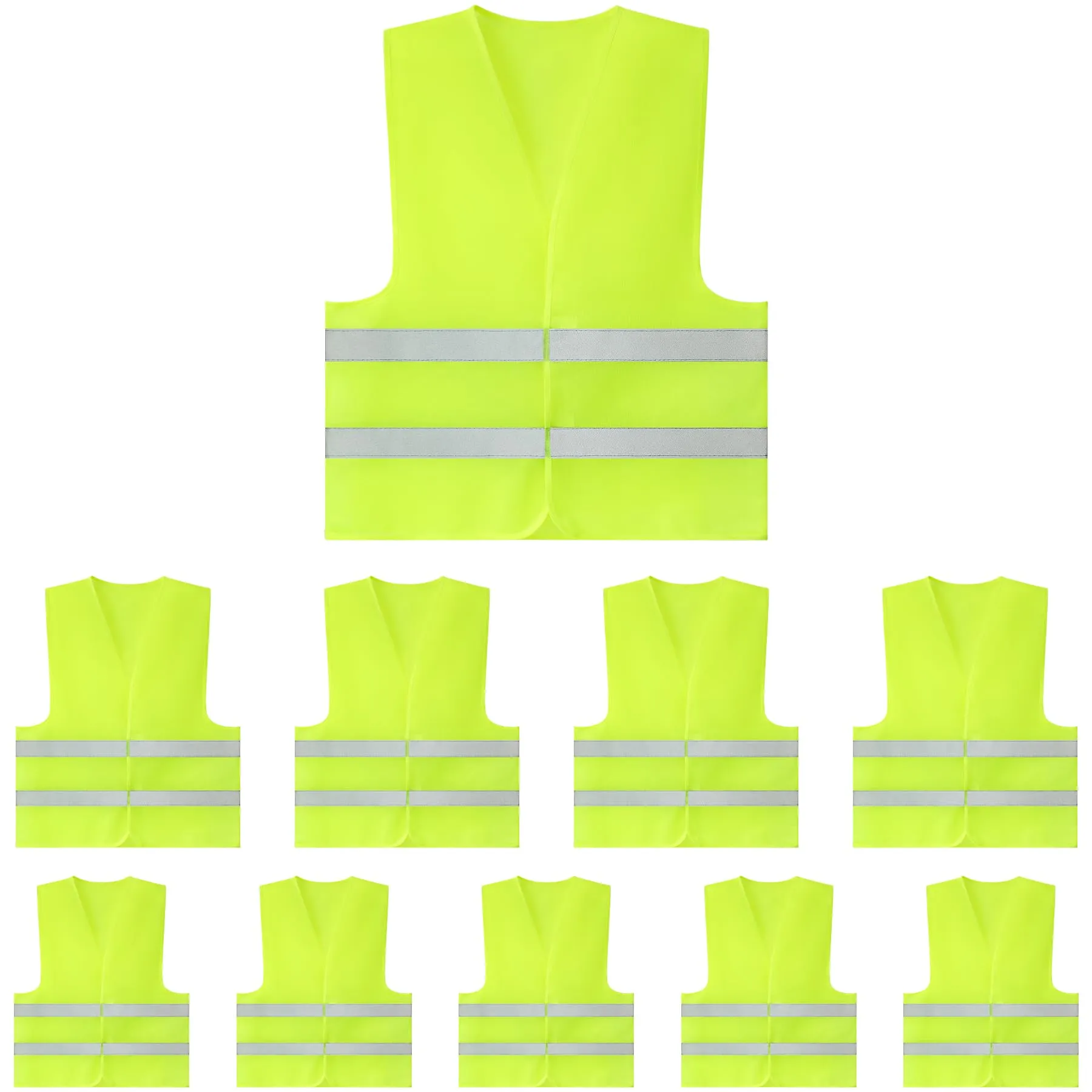 PeerBasics 10 Pack Reflective High Visibility Safety Vests