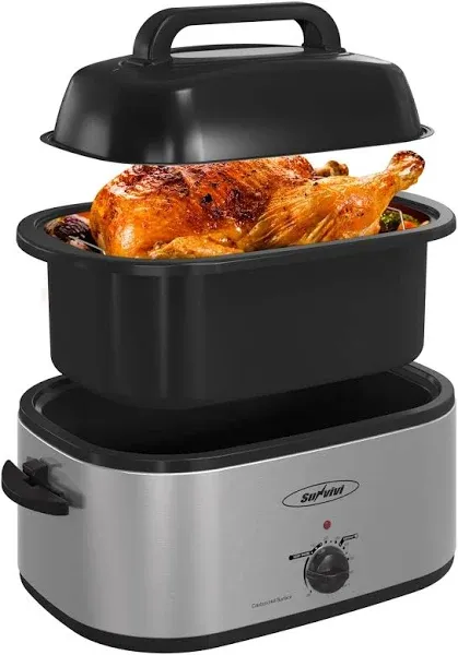 RoyalCraft 24-Quart Electric Roaster Oven with Visible Self-Basting Lid, Turk...