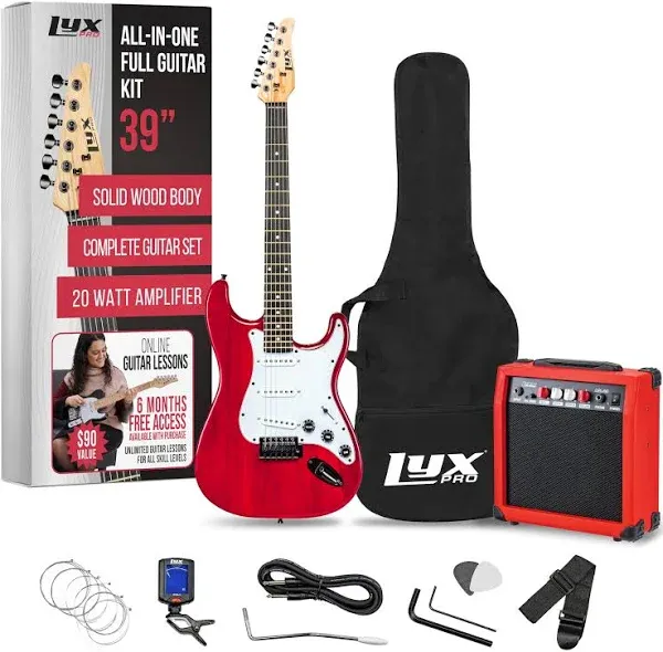 LyxPro 39" Stratocaster Electric Guitar Beginner Kit - Green