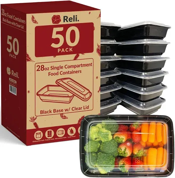 Meal Prep Containers Reusable 50Pack - 28OZ Food Prep Containers With Lids, D...