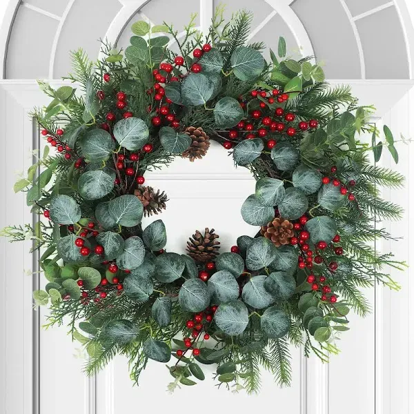 TISements 24 inch Farmhouse Front Door Christmas Wreaths