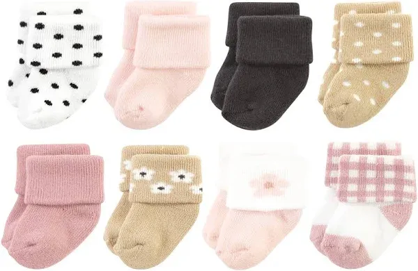 Hudson Baby Girls' Cotton Rich Newborn and Terry Socks