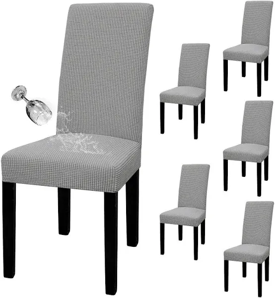 Easy-Going 100% Waterproof Dining Room Chair Cover Set of 6 PCS, Light Gray 