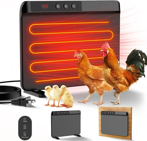 TIMEBAL Chicken Coop Heater with Adjustable Temperature Remote Control 200 Watts Radiant Heat Flat Panel Heaters for Winter Heating,Energy