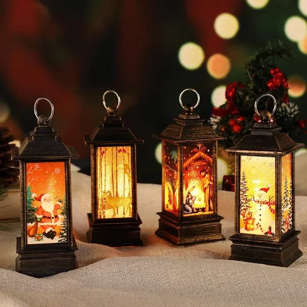 Christmas Decorative Lantern Christmas Decorations Indoor Flickering Candle 