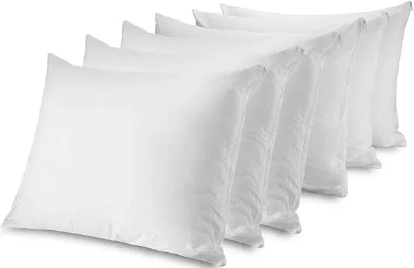 Zippered Pillow Protectors - 100% Cotton Breathable Pillow Covers - Protects ...