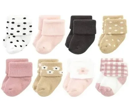 Hudson Baby Girls' Cotton Rich Newborn and Terry Socks