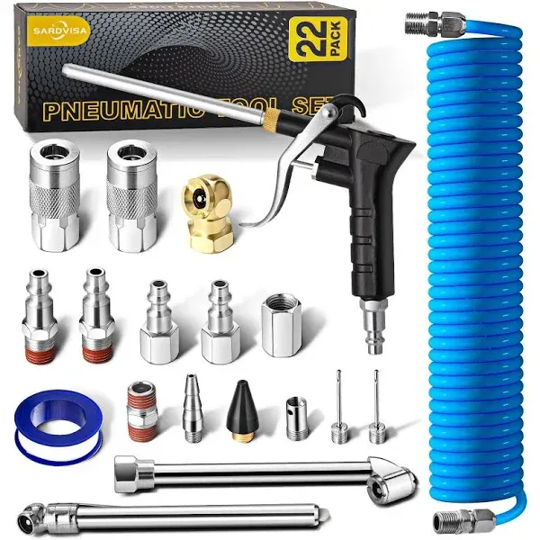 22-Packs Air Compressor Accessories Kit, 25FT Upgrade Repairable Air Hose wit...