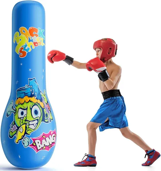 HOLLKIKI Punching Bag for Kids, Inflatable Kids Punching Bag for Kids 3-12, Boxing Equipment for Kids and Adults