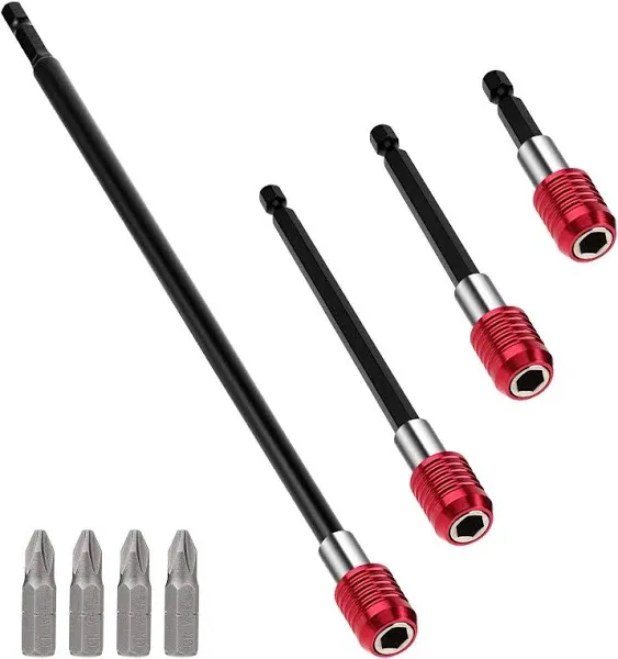 Drill Bit Extension Set,4Pcs Magnetic Drill Screwdriver Bit Holder Bar Chuck Ada