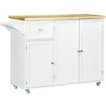 Homcom 53.1-inch W Rolling Kitchen Island On Wheels with Drawer Storage Cabinets in White