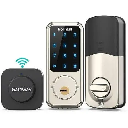 WiFi Smart Locks Deadbolt with Keypad, Hornbill Keyless Entry Digital Front Door