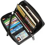 Lavemi Women's RFID Blocking Real Leather Zip Around Wallet Clutch Large Travel