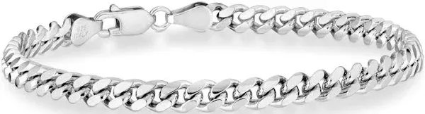 Miabella 925 Sterling Silver Curb Cuban Link Chain for Men