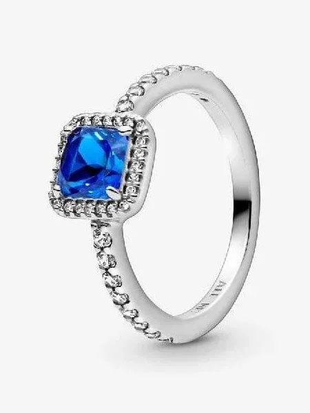 Pandora Blue Square Sparkle Halo Ring