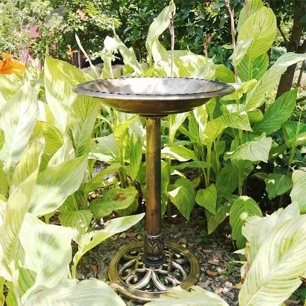 28 in. H Polyresin Lightweight Garden Birdbath