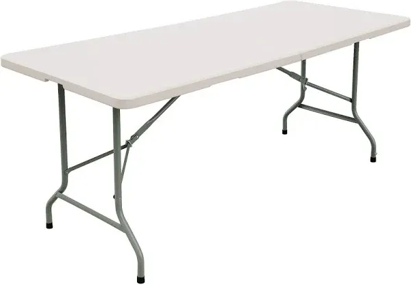 FORUP 6ft Table Folding Utility Table Fold-in-Half Portable Plastic Picnic Party Dining Camp Table (White)